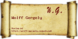 Wolff Gergely névjegykártya